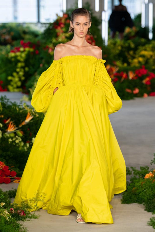 Ruched Sleeve Taffeta Gown