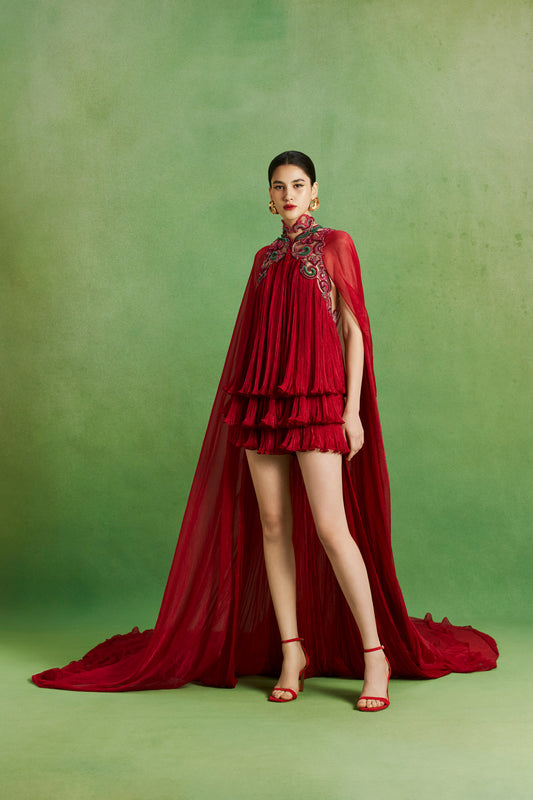 Crimson Cape Dress