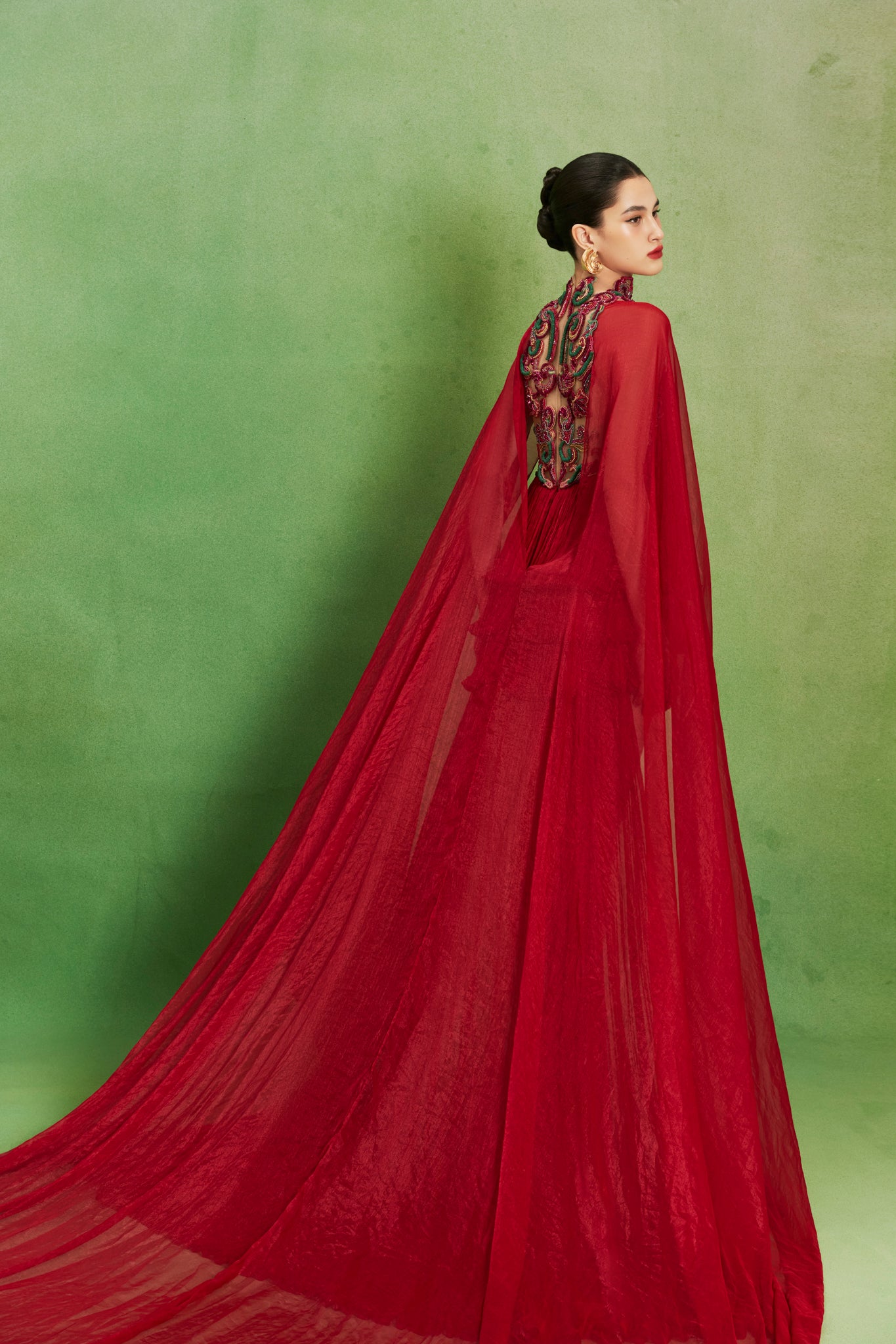 Crimson Cape Dress