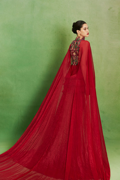 Crimson Cape Dress