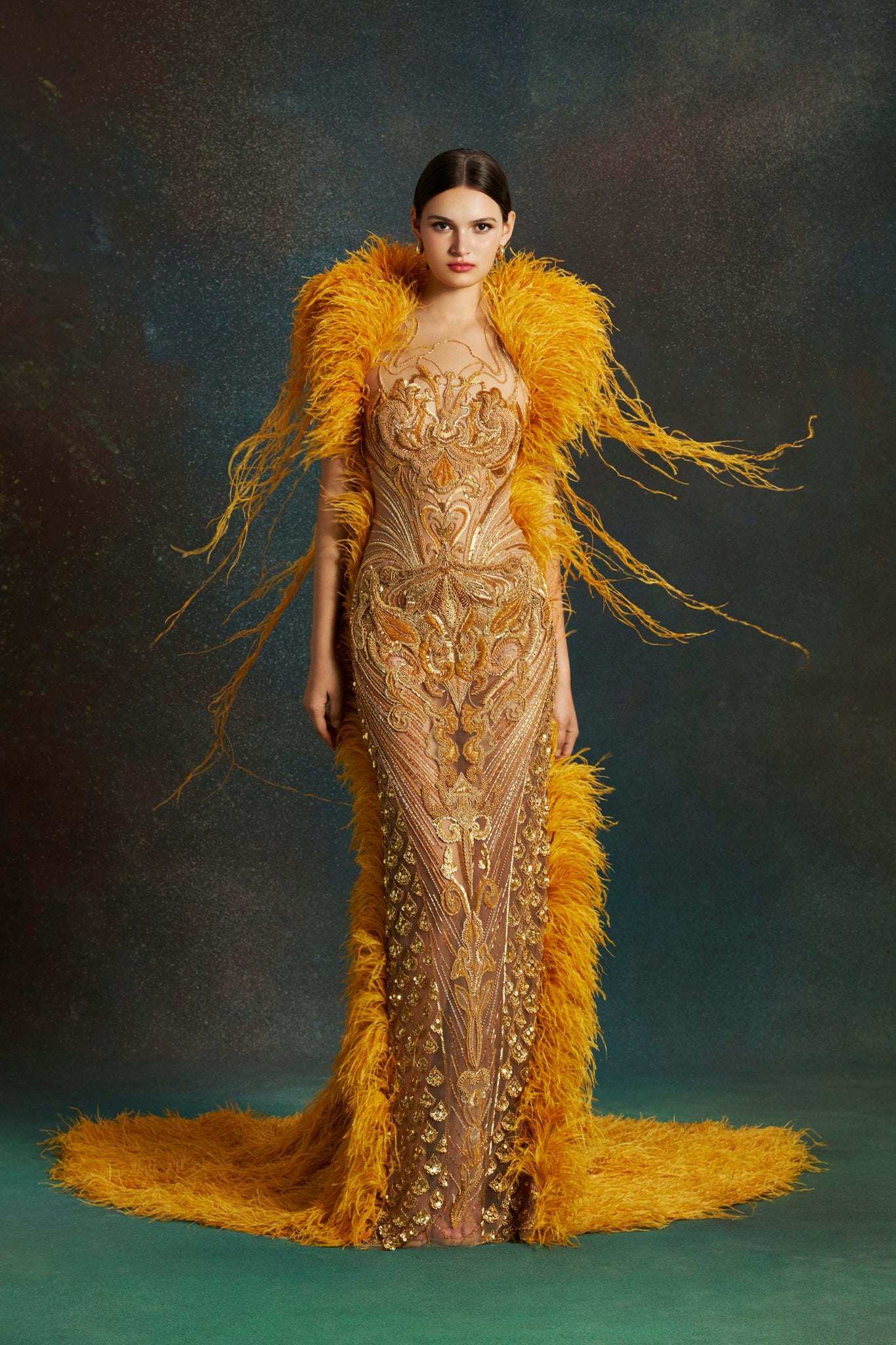 Marigold Plume Gown