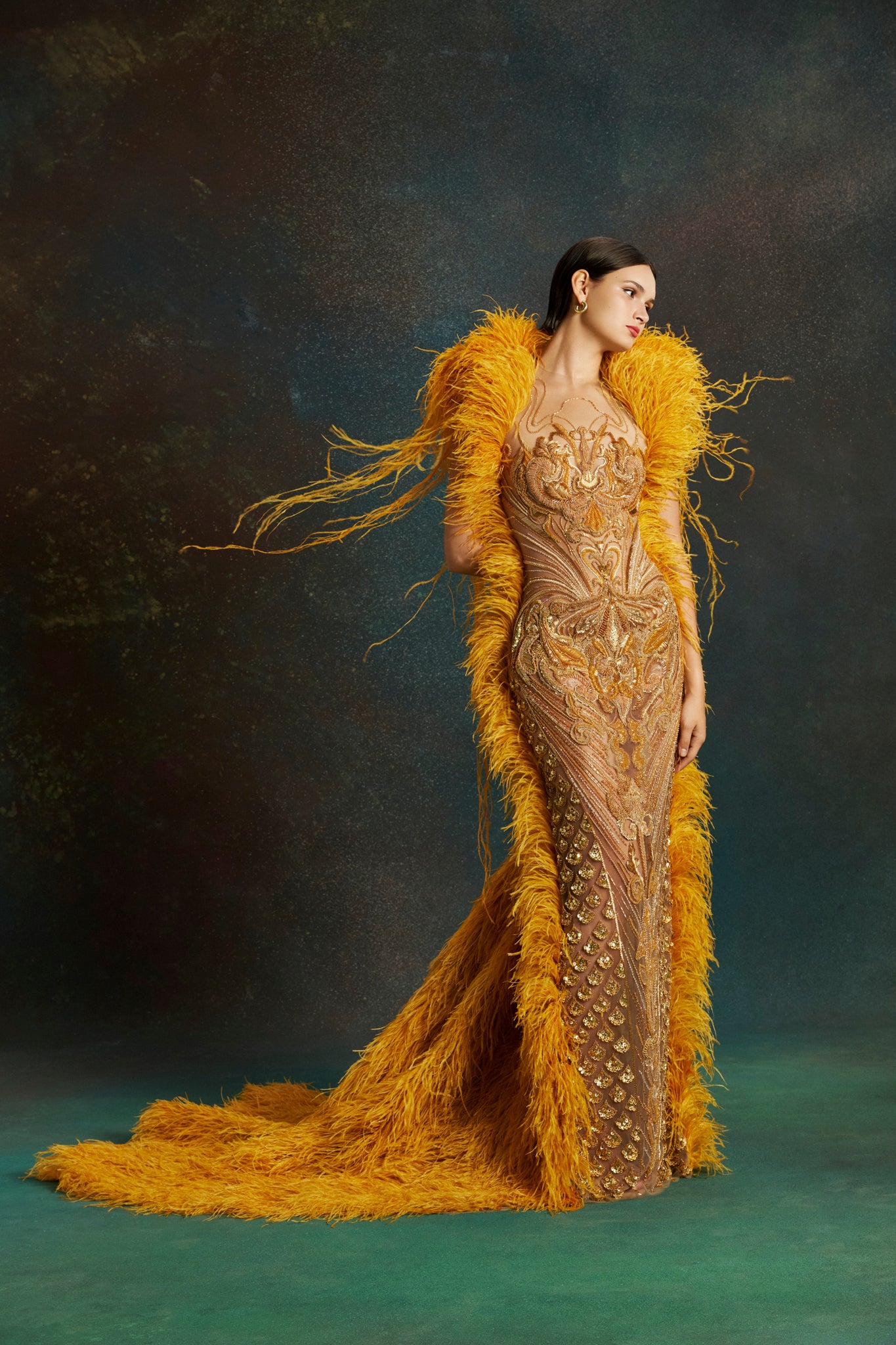 Marigold Plume Gown