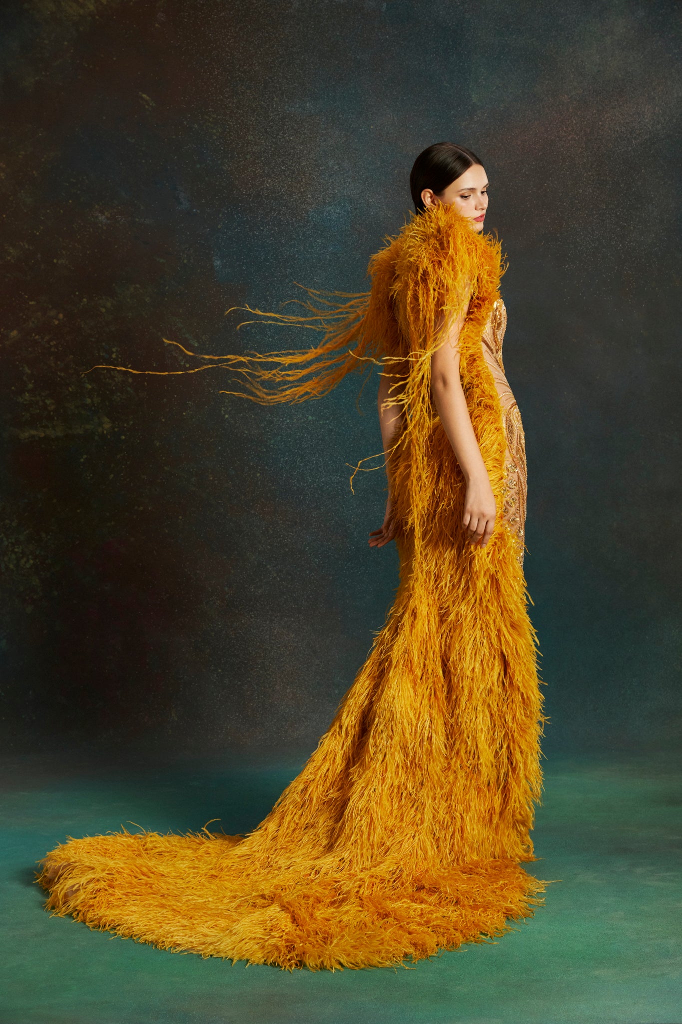 Marigold Plume Gown