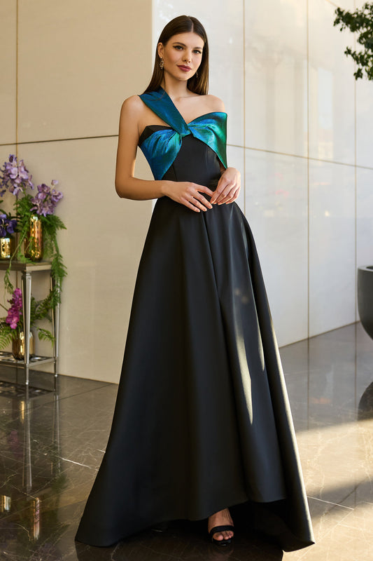 Metallic Jacquard and Taffeta Gown