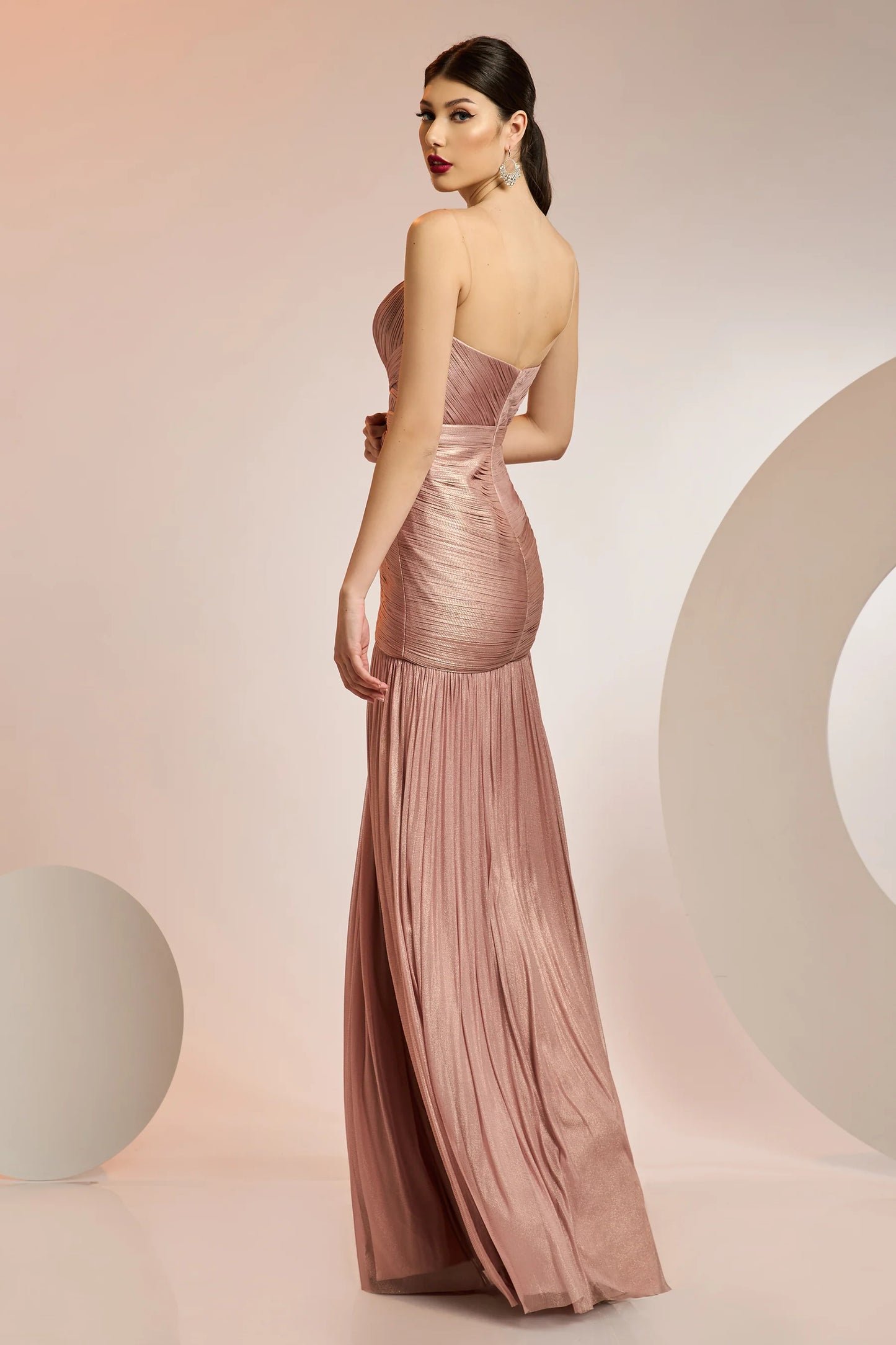 Pure Silk Tulle Metallic Gown