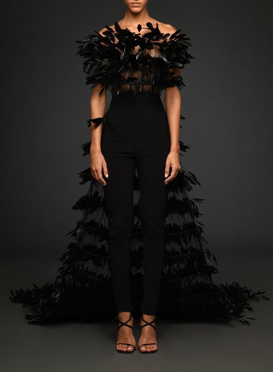 Black Jumpsuit with Overskirt