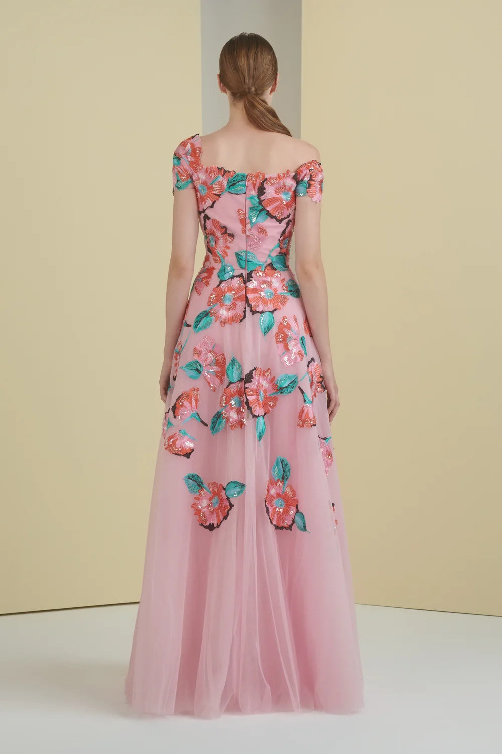Asymmetric Embroidered Gown