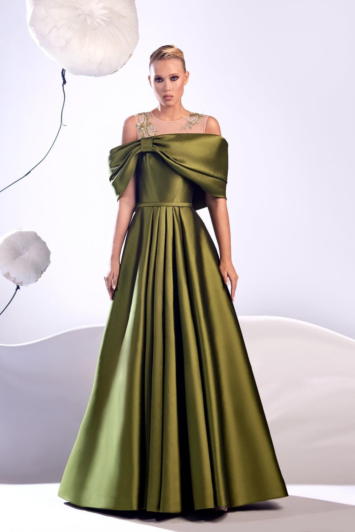 Faille & Lace Gown