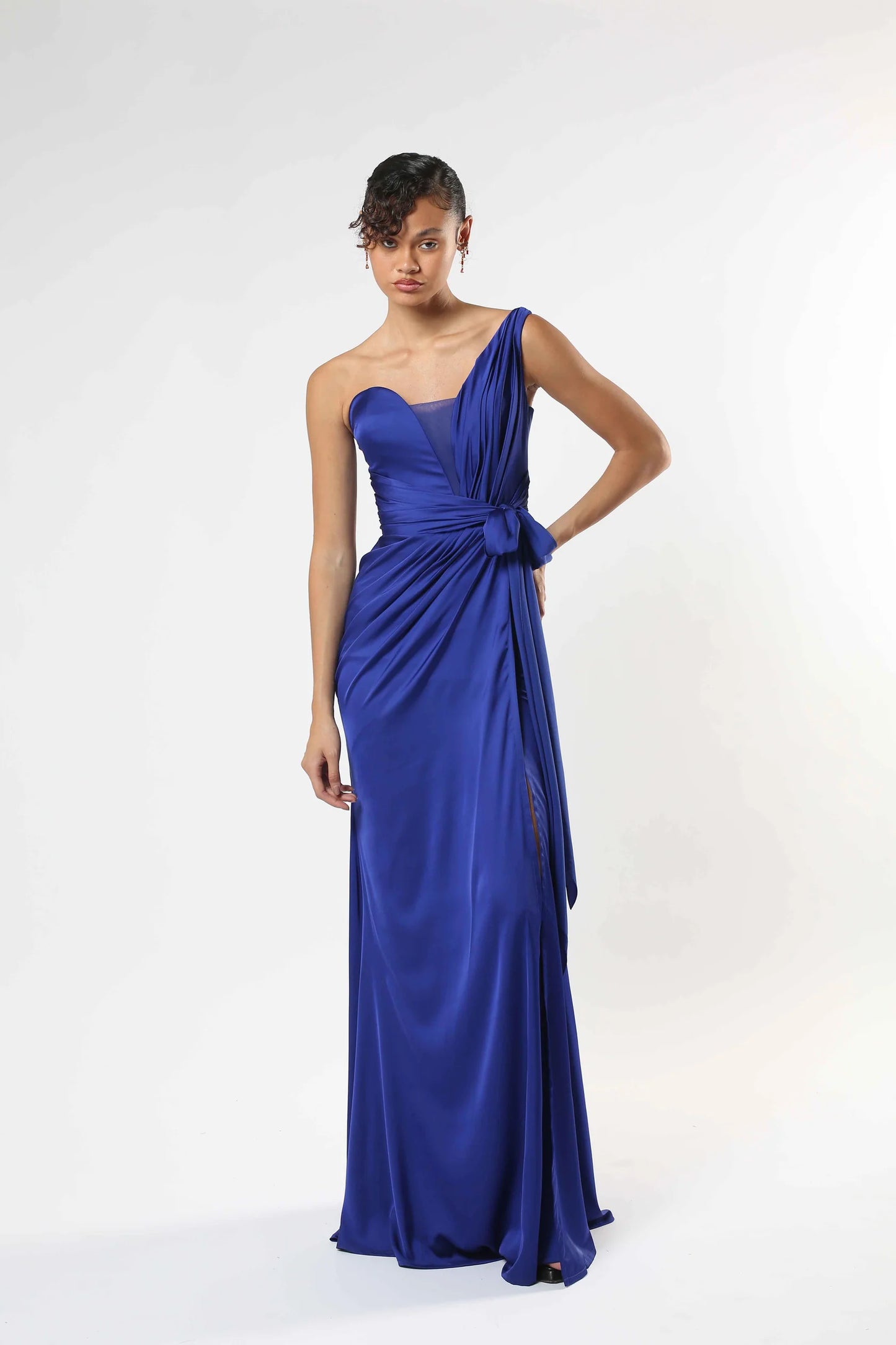 One-Shoulder Satin Gown