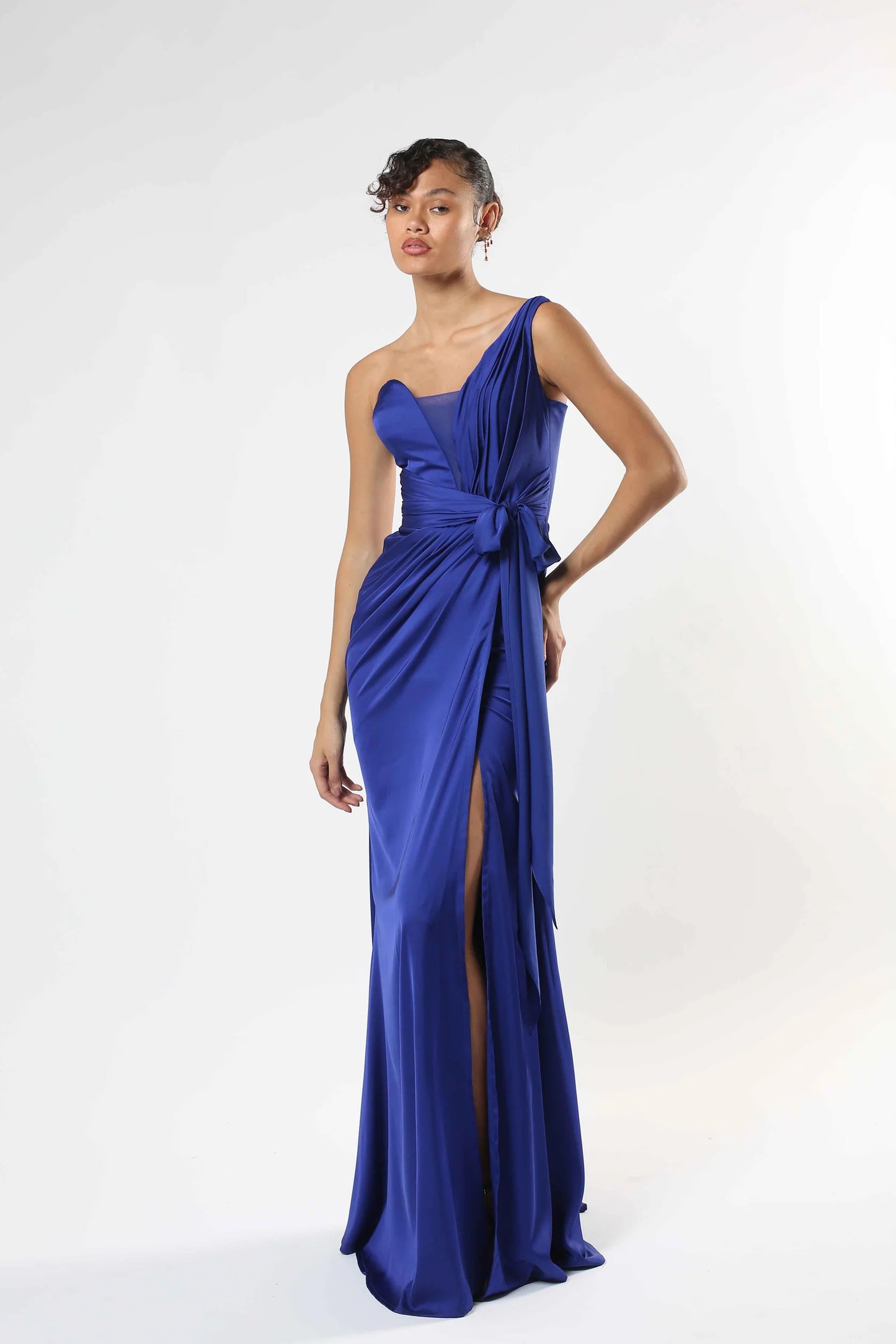 One-Shoulder Satin Gown