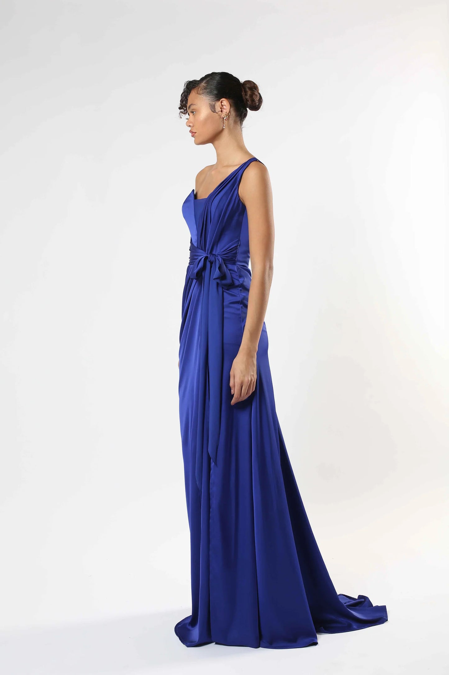One-Shoulder Satin Gown