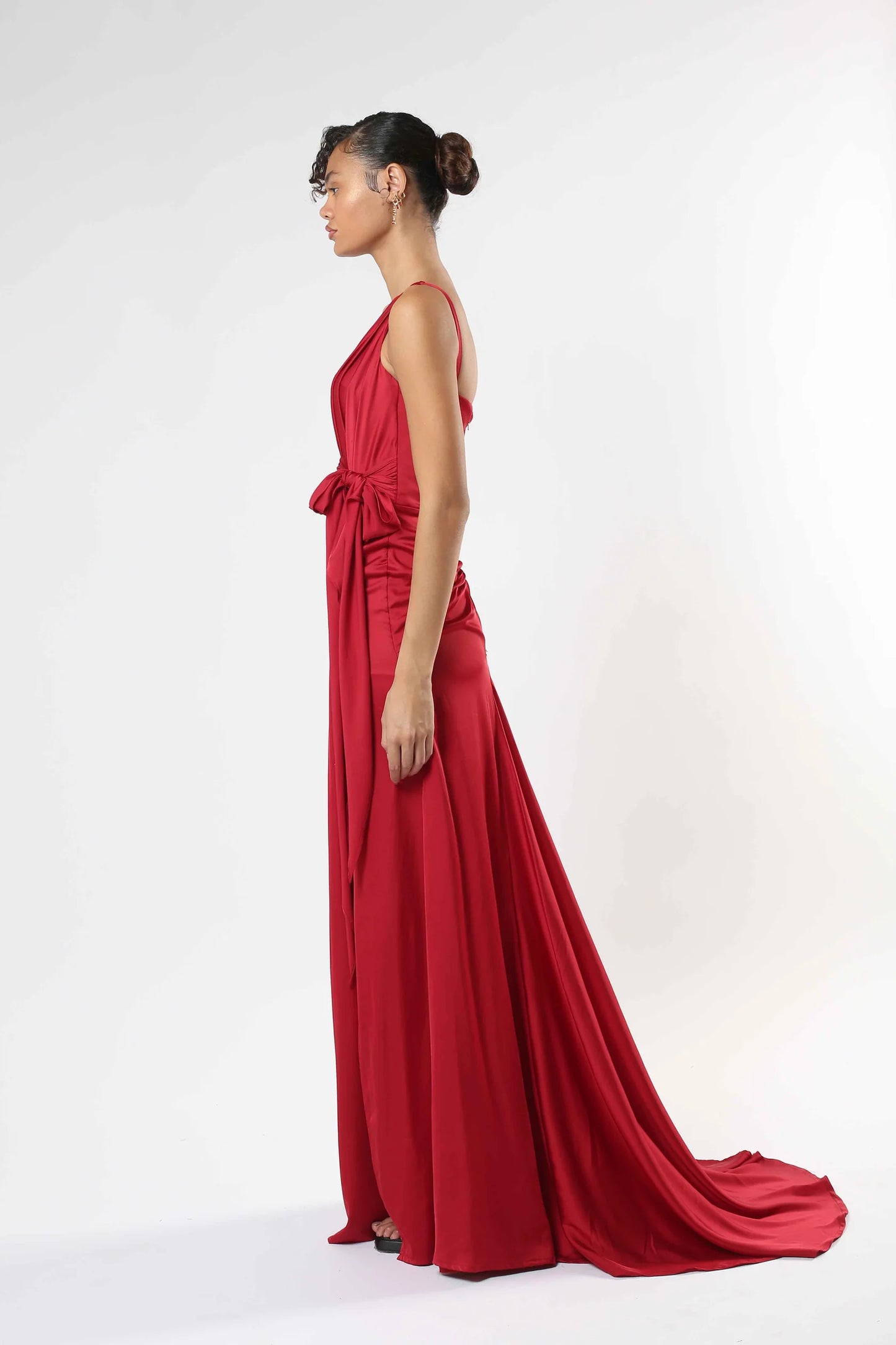 One-Shoulder Satin Gown