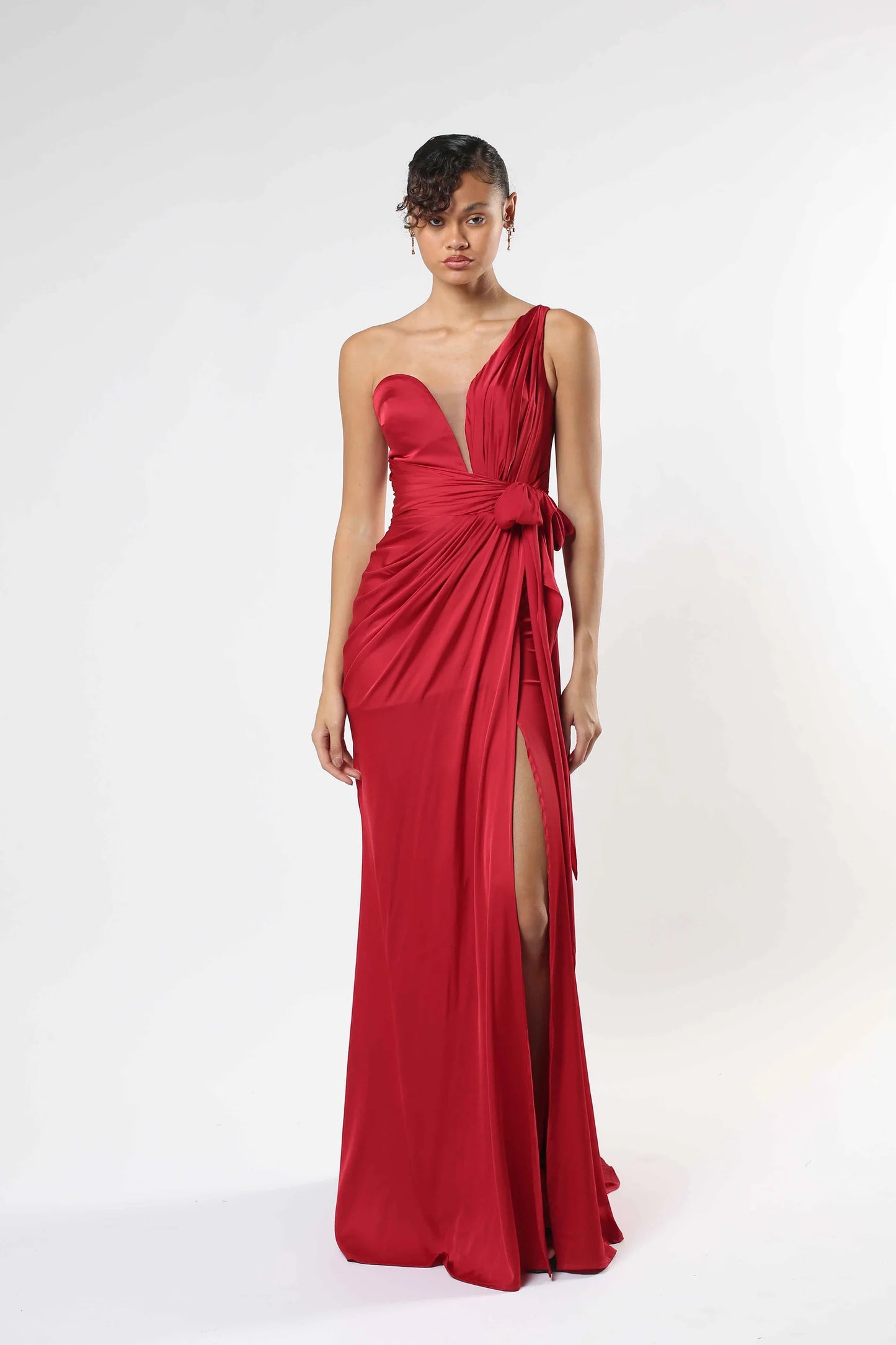One-Shoulder Satin Gown