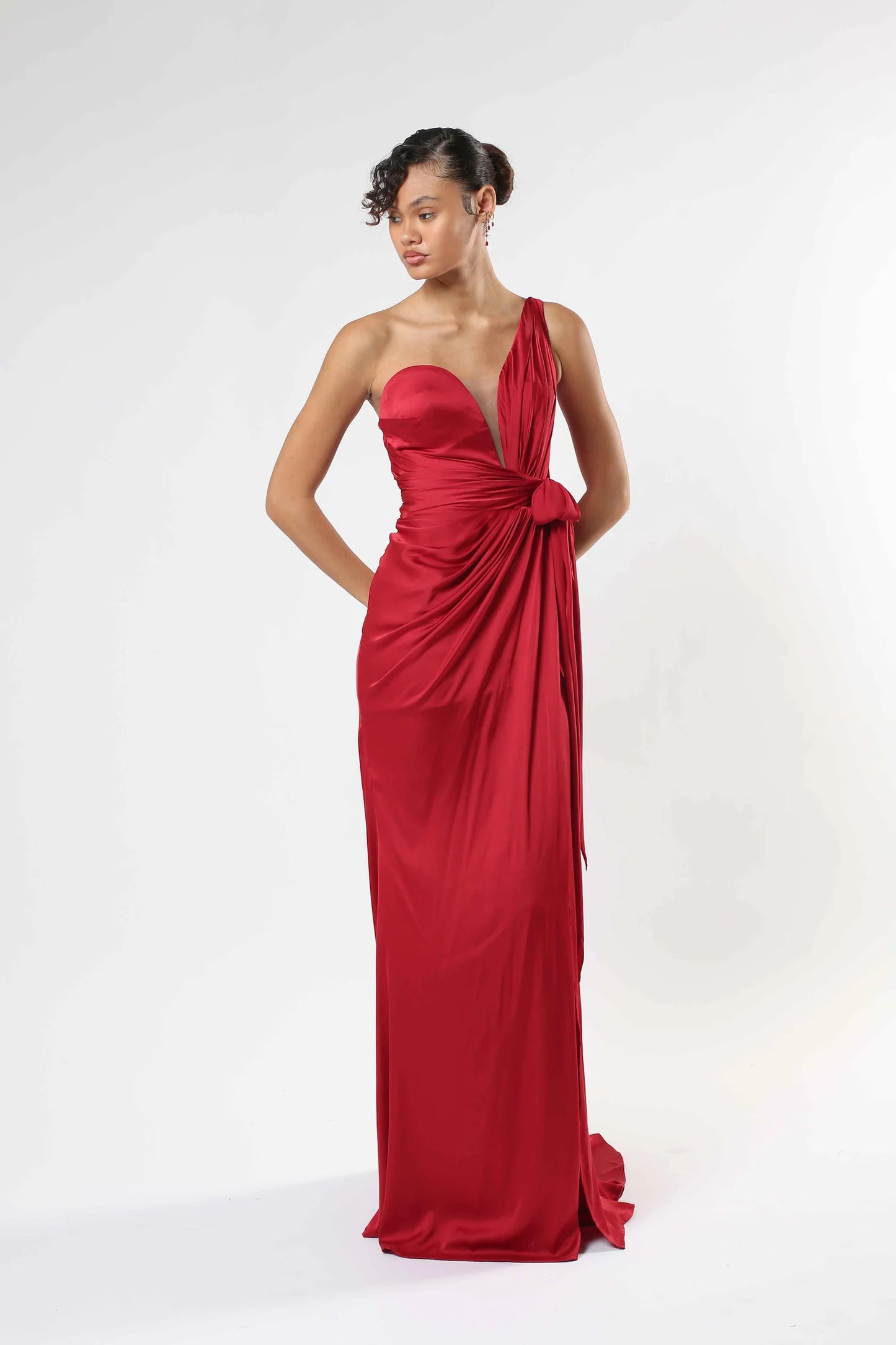 One-Shoulder Satin Gown