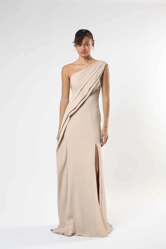 One-Shoulder Crepe Gown