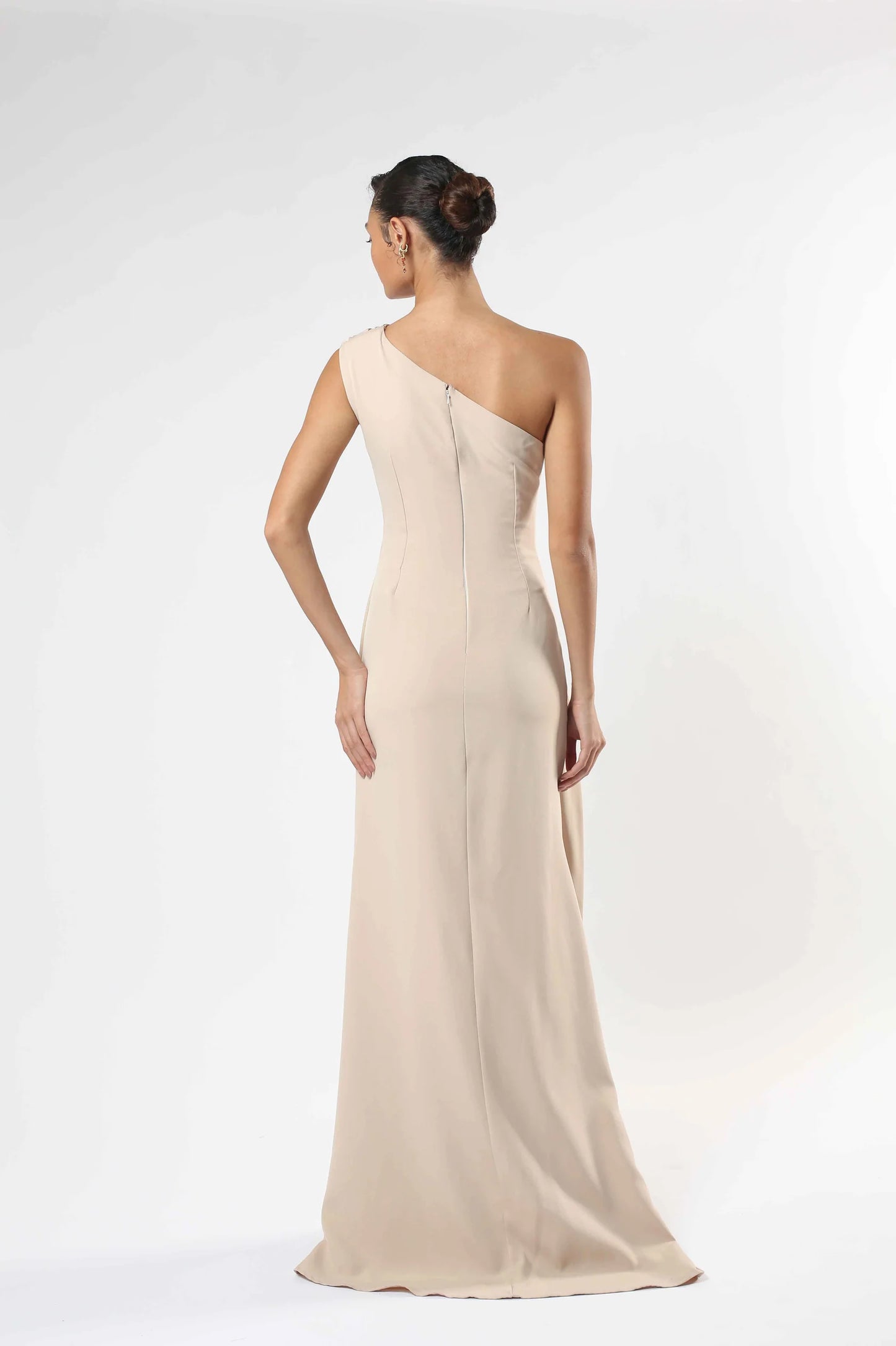 One-Shoulder Crepe Gown