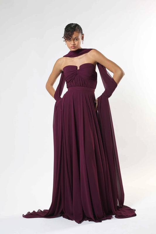 Strapless Chiffon Gown