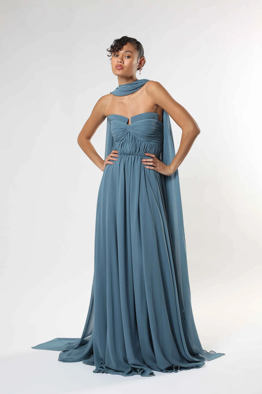 Strapless Chiffon Gown