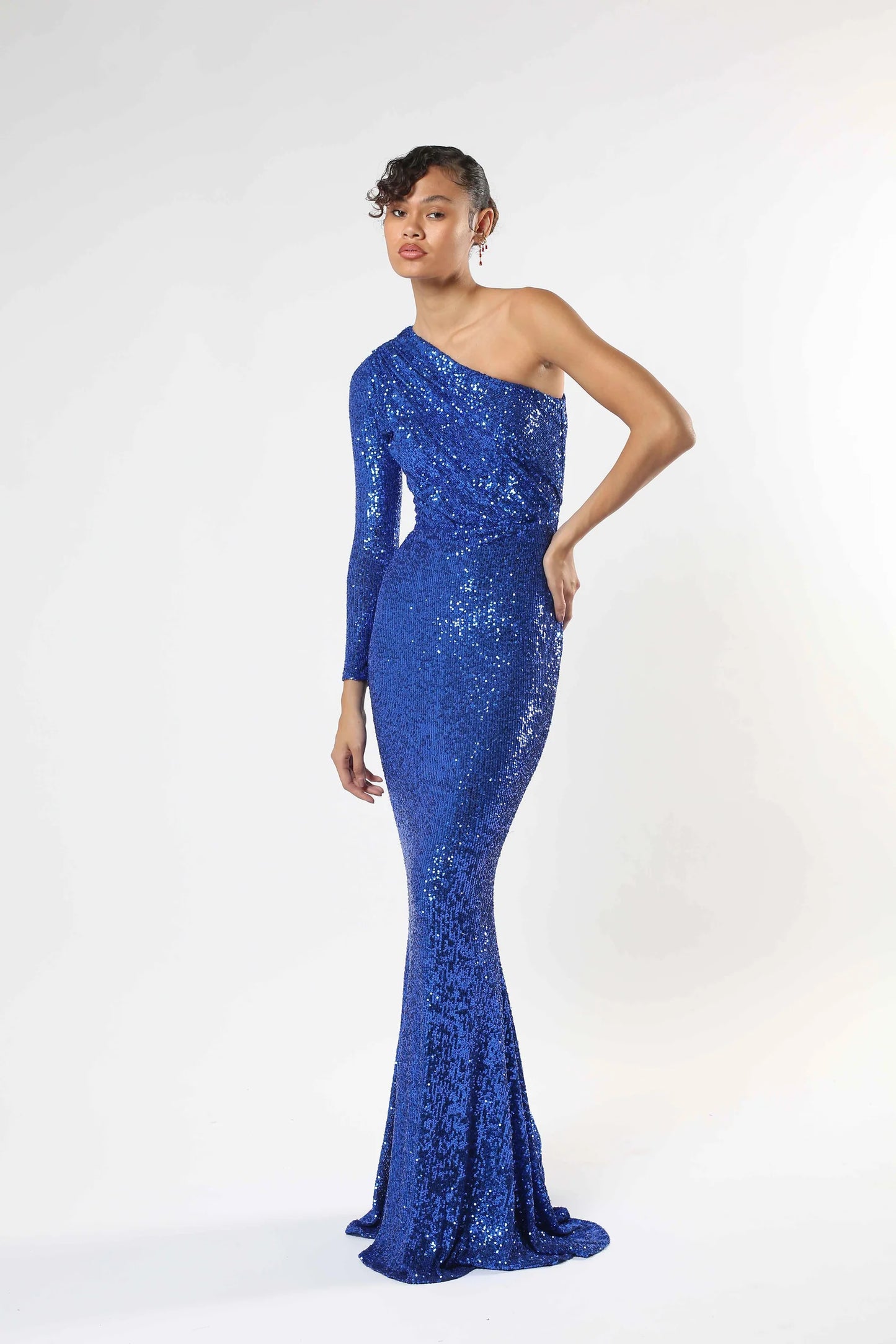 One-Shoulder Sequin Gown