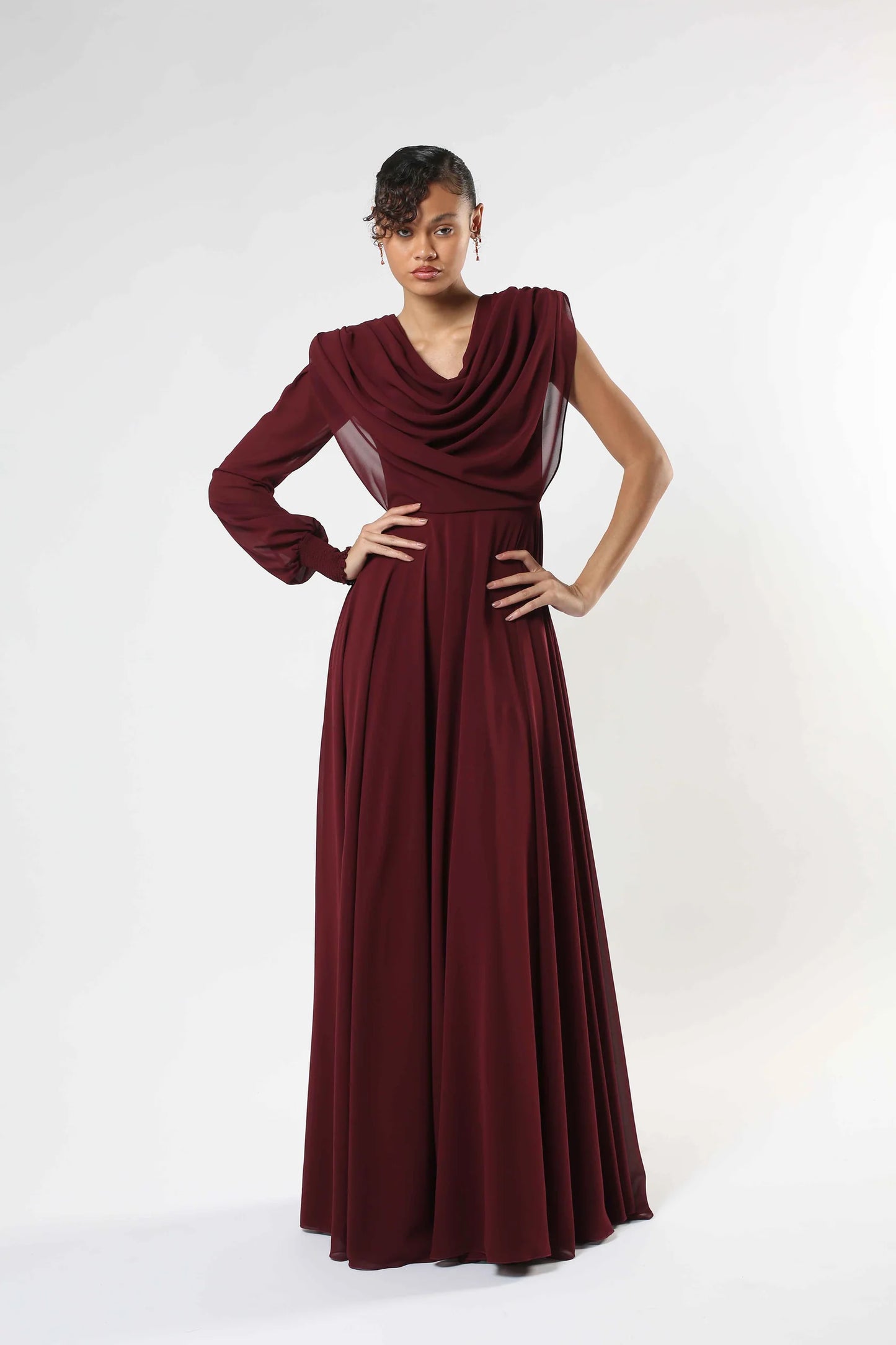 Maroon Chiffon Gown