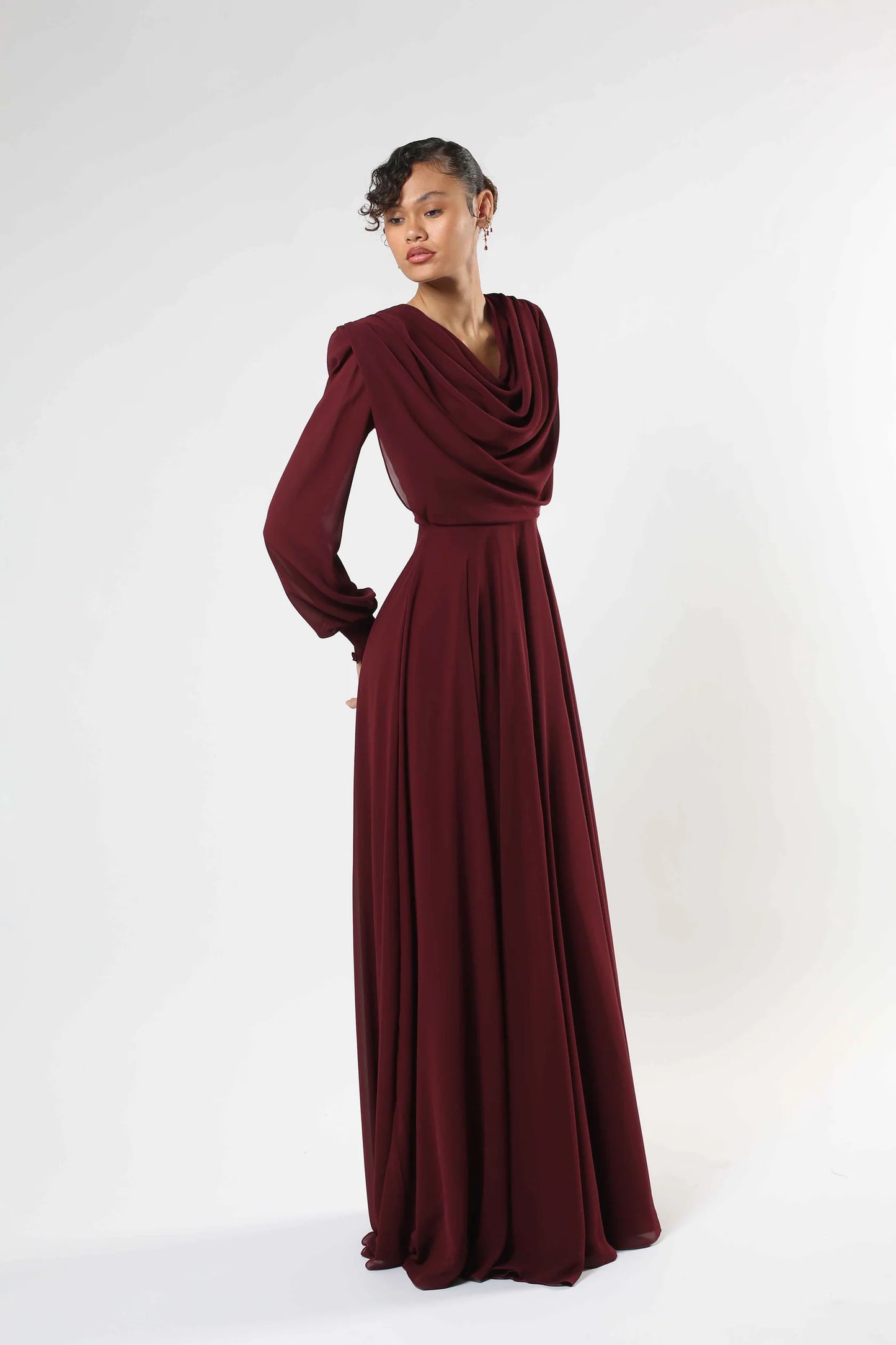 Maroon Chiffon Gown