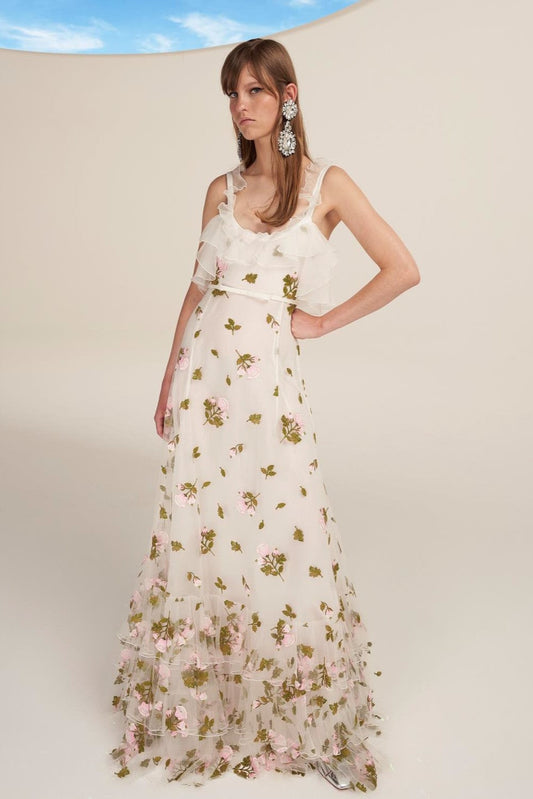 Ruffled Sleeveless Gown