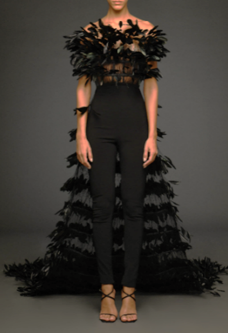 Strapless Feather Jumpsuit