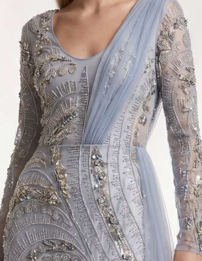 Long Sleeve Beaded Gown