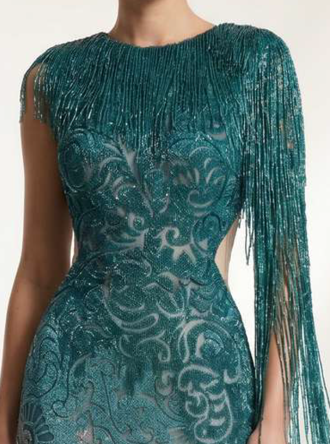 Beaded Fringe Gown