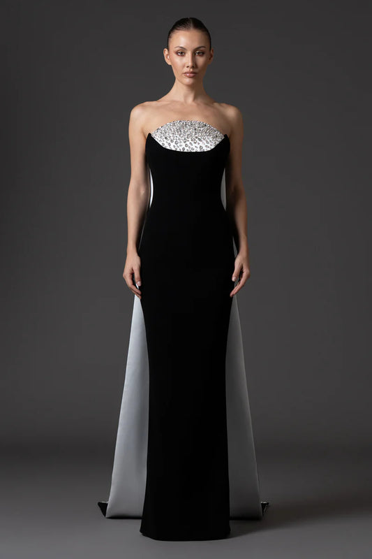 Strapless Black Crêpe Dress