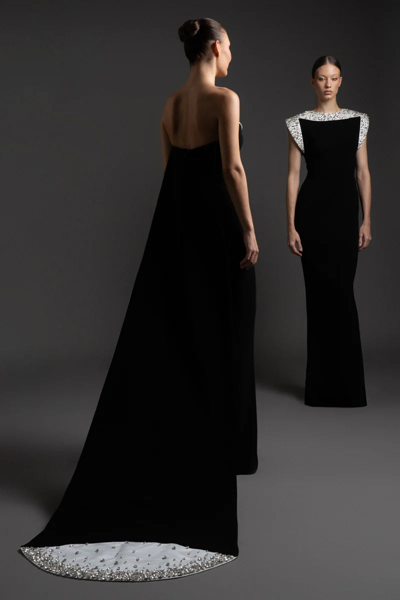 Strapless Black Crêpe Dress