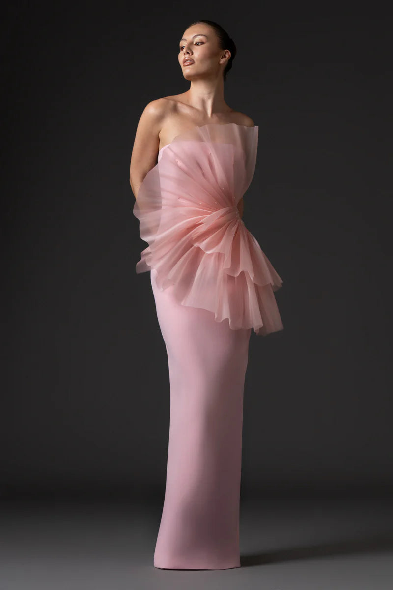 Strapless Blush Pink Crêpe Dress