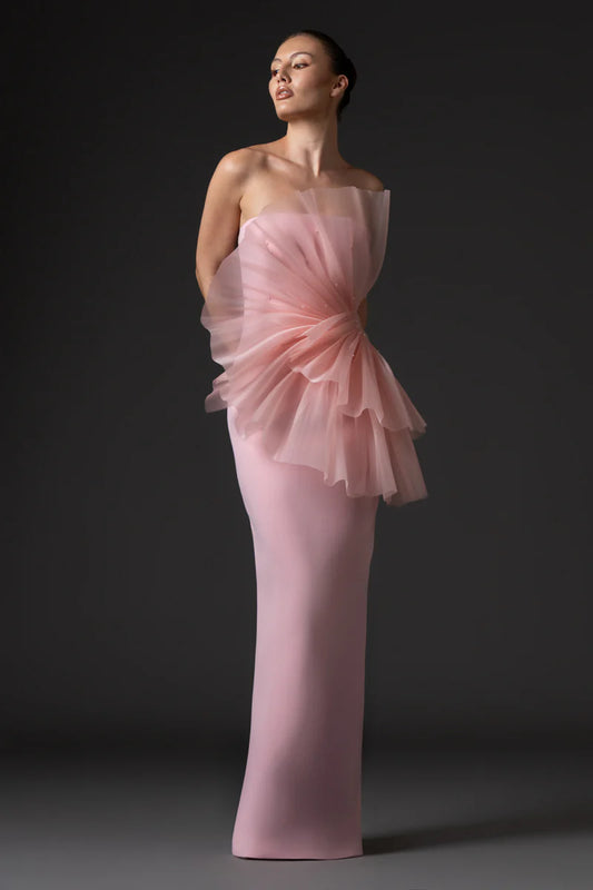 Strapless Blush Pink Crêpe Dress
