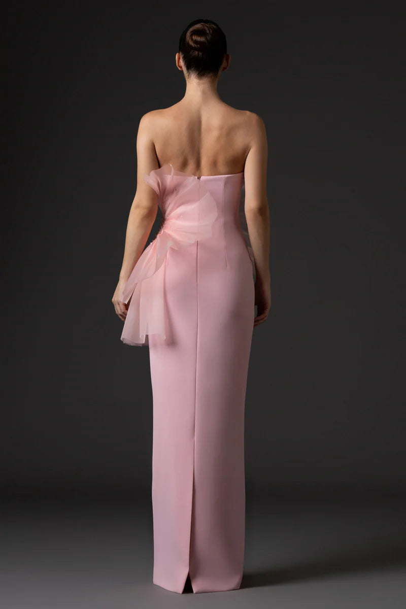 Strapless Blush Pink Crêpe Dress