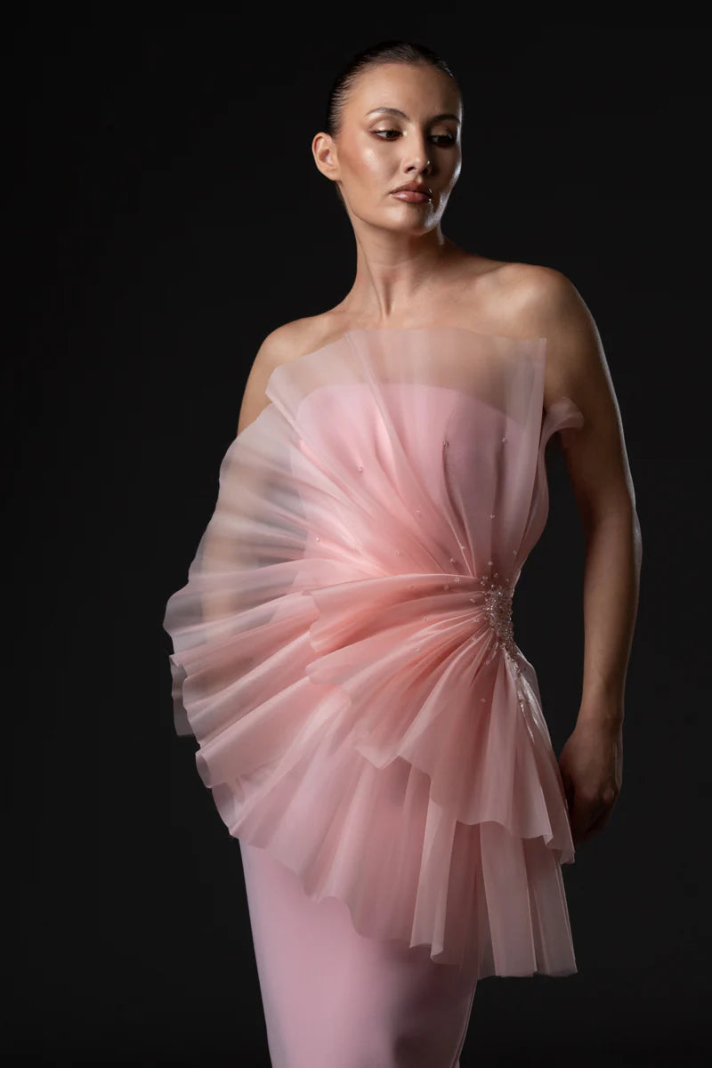 Strapless Blush Pink Crêpe Dress