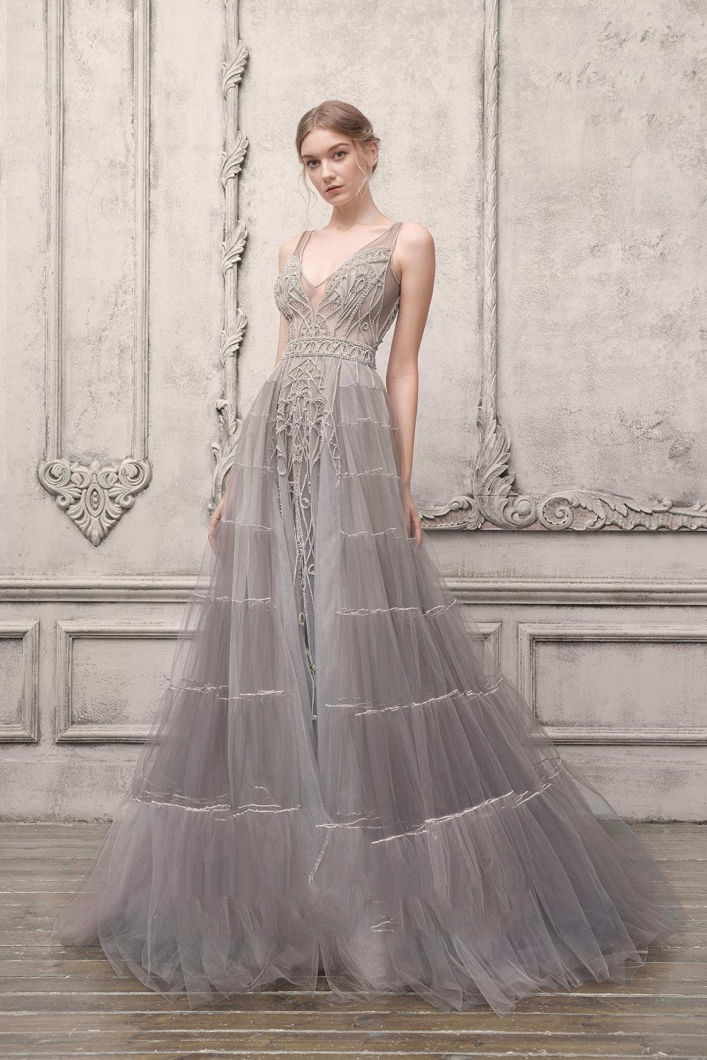 Sleeveless Embellished Gown