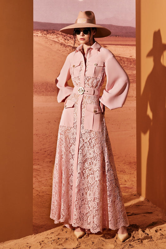 Lace Cut-Out Shirt Dress
