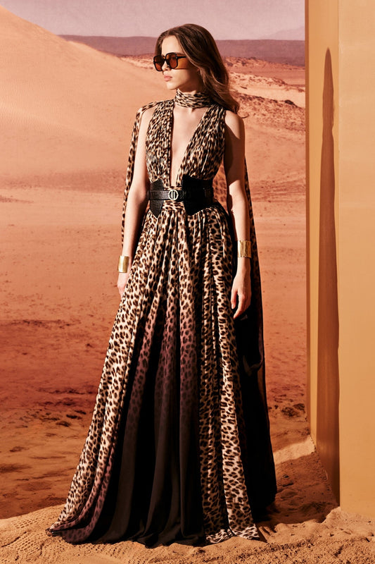 Organza Animal Print Gown