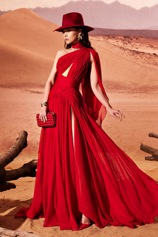 Asymmetrical Muslin Gown