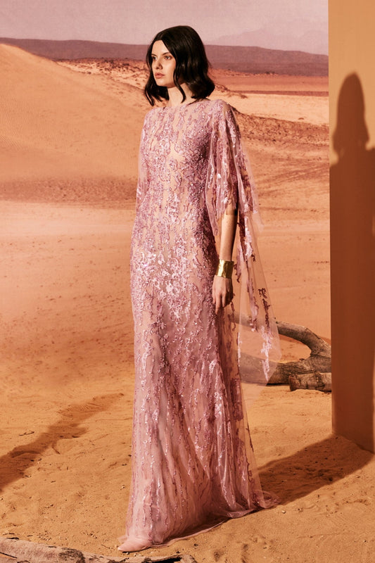 Fully Beaded Abstract Gown
