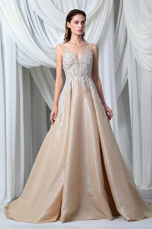 Sleeveless Silk Organza Cloqu?e Gown