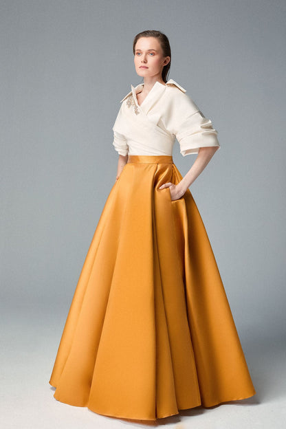 Wrap-Top Flared Skirt Set