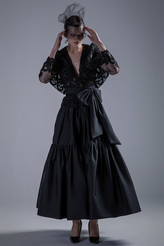 Sheer Black Top with Skirt