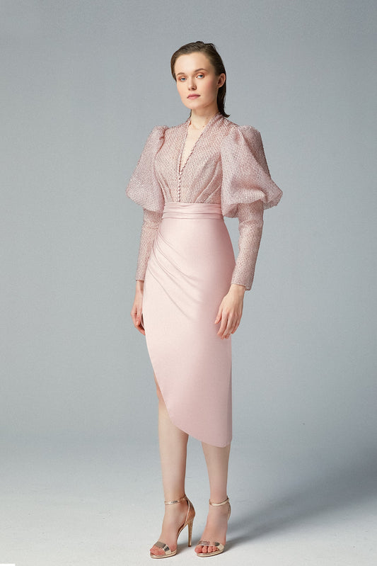 Long Puff Sleeve Two Piece