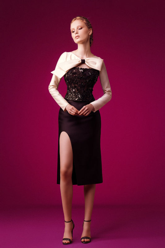 Embroidered Corset and Cady Slit Skirt