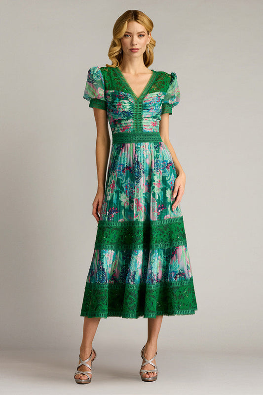 Floral Print Chiffon Short Sleeve Dress