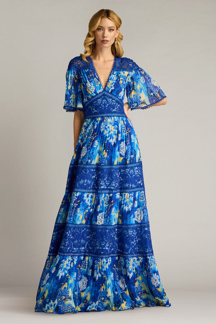 Floral Print Georgette Gown
