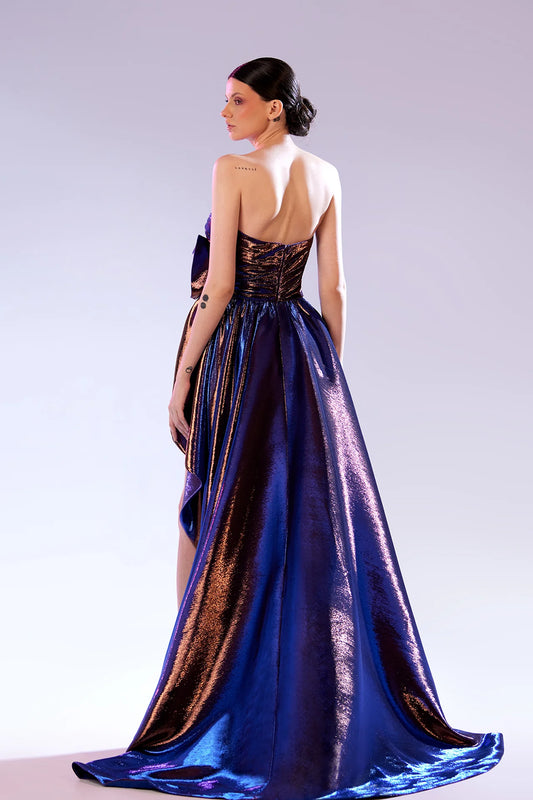 Strapless Metallic Gown