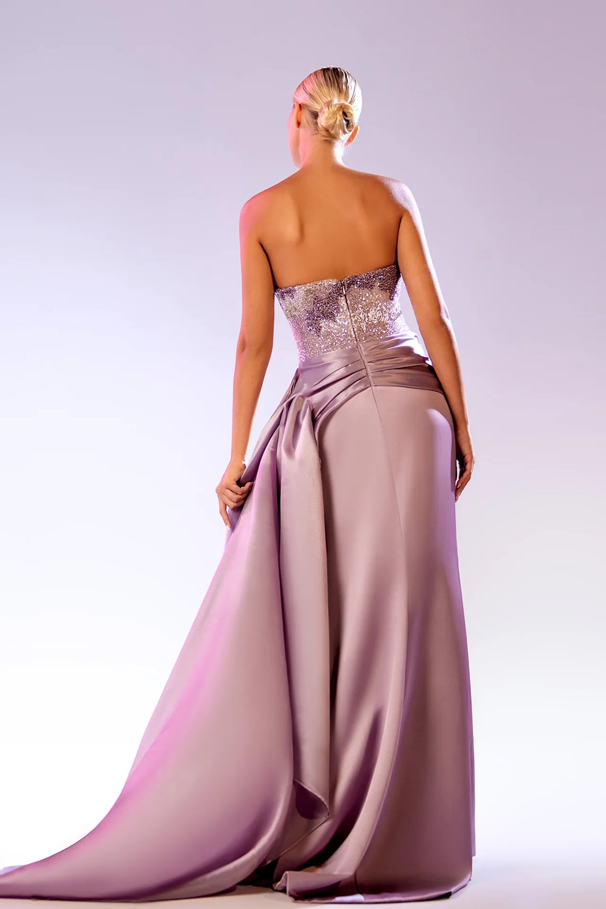 Strapless Draped Organza Gown