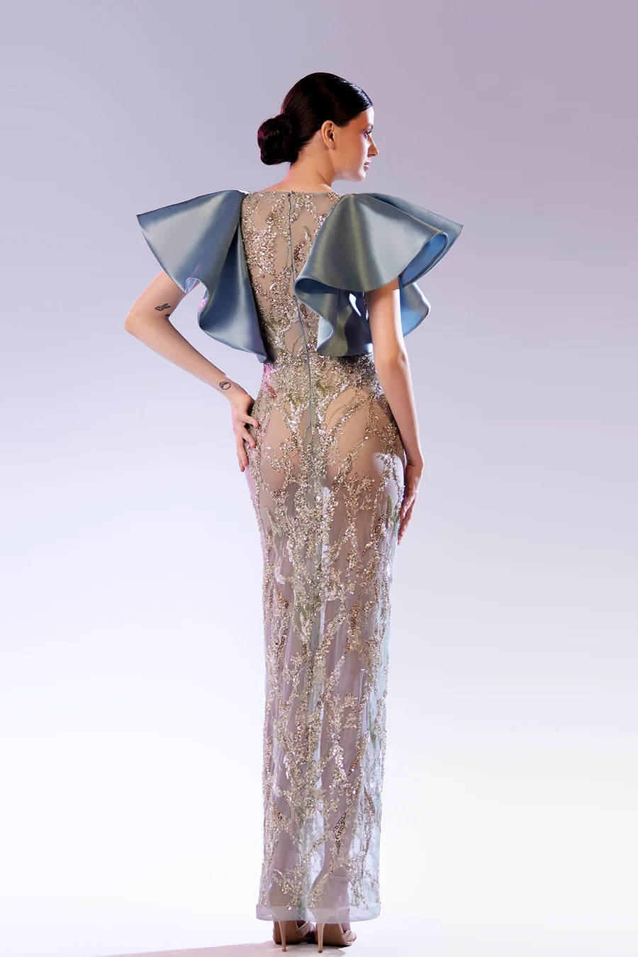 Short Organza Sleeves Gown